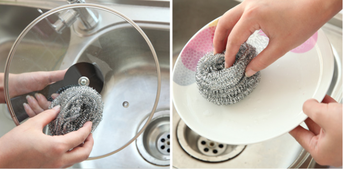 Éponge de nettoyage de plat de fil inoxydable, éponge forte de lave-vaisselle d'absorption d'eau